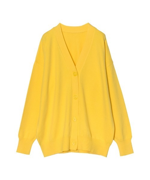 Re:EDIT（リエディ）の「Vネックオーバーサイズカラーニットカーディガン（カーディガン/ボレロ・レディース・ブラック/アイボリー/グレー/レッド/イエロー/グリーン/ホワイト/ピンク/ブルー/ベージュ/チャコールグレー/ホワイト×ブラック・MEDIUM/LARGE）」の10枚目の写真