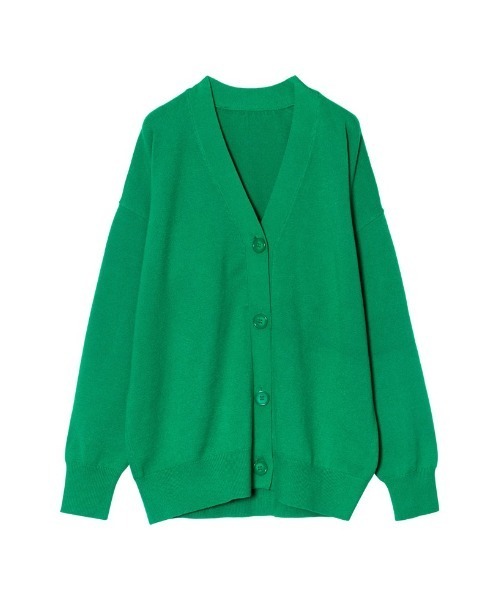 Re:EDIT（リエディ）の「Vネックオーバーサイズカラーニットカーディガン（カーディガン/ボレロ・レディース・ブラック/アイボリー/グレー/レッド/イエロー/グリーン/ホワイト/ピンク/ブルー/ベージュ/チャコールグレー/ホワイト×ブラック・MEDIUM/LARGE）」の8枚目の写真