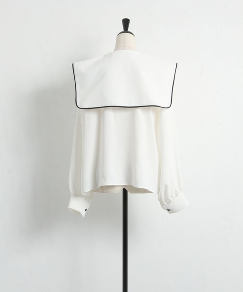 tocco closet（トッコ　クローゼット）の「【ZOZO限定】配色ライン入りセーラーカラーブラウス（シャツ/ブラウス・レディース・ブラック/オフホワイト・M）」の22枚目の写真