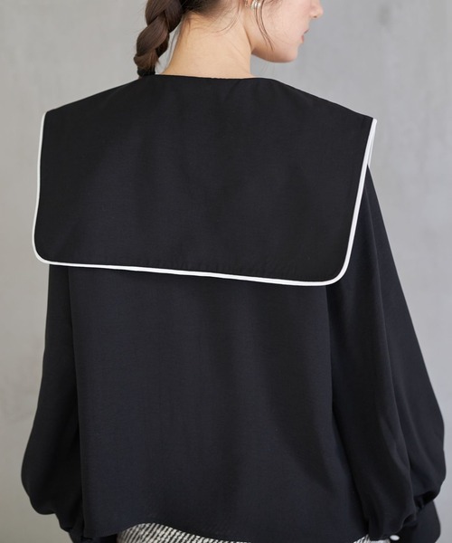 tocco closet（トッコ　クローゼット）の「【ZOZO限定】配色ライン入りセーラーカラーブラウス（シャツ/ブラウス・レディース・ブラック/オフホワイト・M）」の18枚目の写真