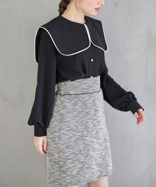 tocco closet（トッコ　クローゼット）の「【ZOZO限定】配色ライン入りセーラーカラーブラウス（シャツ/ブラウス・レディース・ブラック/オフホワイト・M）」の12枚目の写真