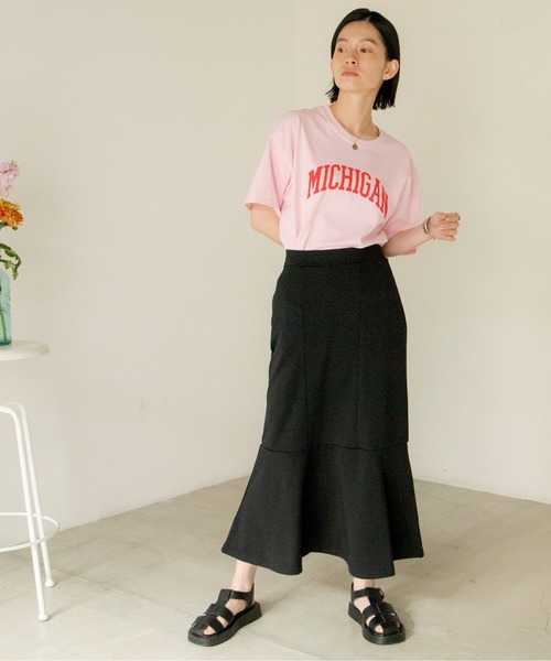 ANGIE（アンジー）の「ポンチハイウエストマーメイドロングスカート（スカート・レディース・グリーン/ブラック/ライトグレー・FREE）」の6枚目の写真