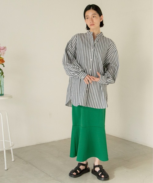 ANGIE（アンジー）の「ポンチハイウエストマーメイドロングスカート（スカート・レディース・グリーン/ブラック/ライトグレー・FREE）」の11枚目の写真