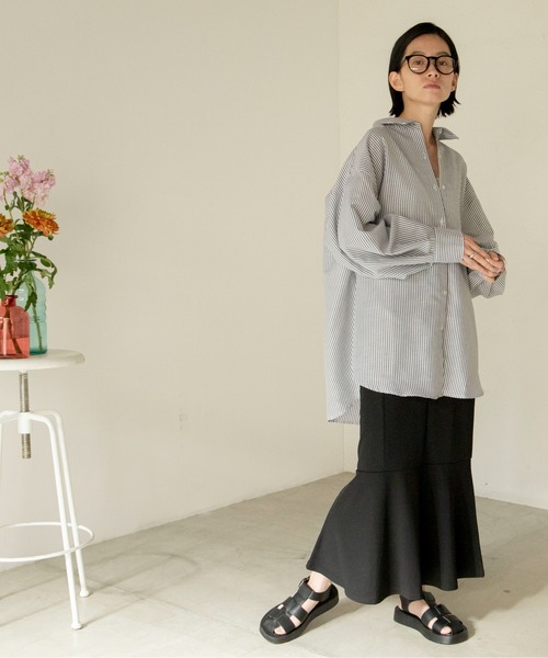 ANGIE（アンジー）の「ポンチハイウエストマーメイドロングスカート（スカート・レディース・グリーン/ブラック/ライトグレー・FREE）」の7枚目の写真