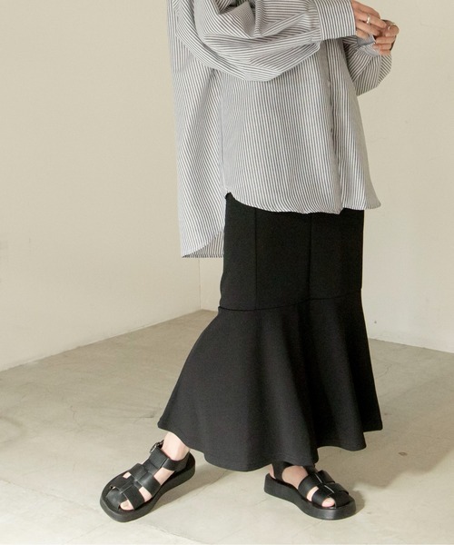 ANGIE（アンジー）の「ポンチハイウエストマーメイドロングスカート（スカート・レディース・グリーン/ブラック/ライトグレー・FREE）」の18枚目の写真