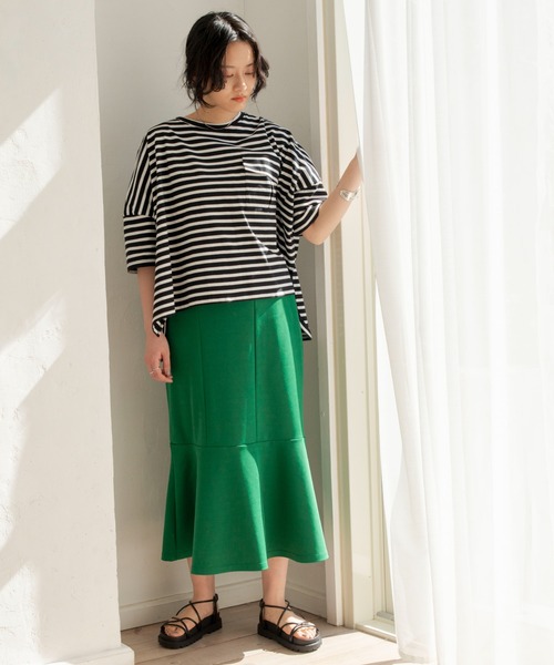 ANGIE（アンジー）の「ポンチハイウエストマーメイドロングスカート（スカート・レディース・グリーン/ブラック/ライトグレー・FREE）」の10枚目の写真