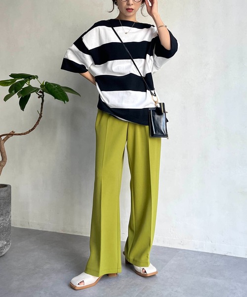 CAPRICIEUX LE'MAGE(カプリシューレマージュ)の「〈WEB限定〉ワイドボーダーTシャツ(Tシャツ/カットソー・レディース・ホワイト/ベージュ・FREE)」の7枚目の写真