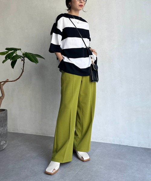 CAPRICIEUX LE'MAGE(カプリシューレマージュ)の「〈WEB限定〉ワイドボーダーTシャツ(Tシャツ/カットソー・レディース・ホワイト/ベージュ・FREE)」の9枚目の写真