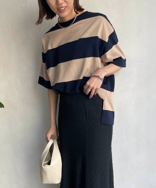 CAPRICIEUX LE'MAGE(カプリシューレマージュ)の「〈WEB限定〉ワイドボーダーTシャツ(Tシャツ/カットソー・レディース・ホワイト/ベージュ・FREE)」の16枚目の写真