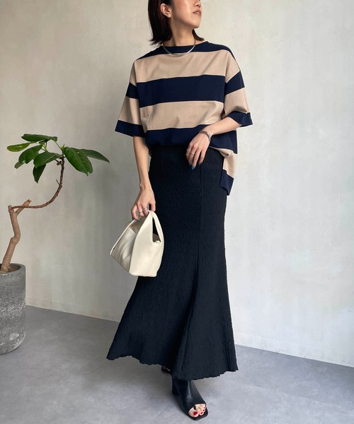 CAPRICIEUX LE'MAGE(カプリシューレマージュ)の「〈WEB限定〉ワイドボーダーTシャツ(Tシャツ/カットソー・レディース・ホワイト/ベージュ・FREE)」の19枚目の写真