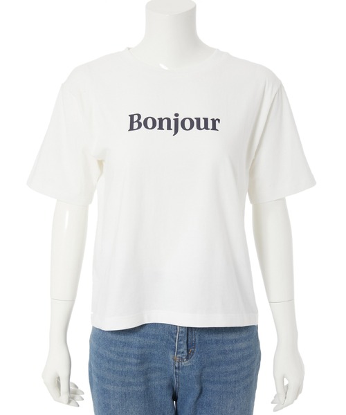 Edit Sheen(エディットシーン)の「ボンジュールロゴTシャツ(Tシャツ/カットソー・レディース・ネイビー/レッド/ネイビー系1/グレー系その他・M)」の8枚目の写真