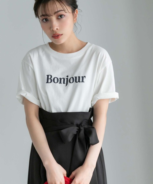 Edit Sheen(エディットシーン)の「ボンジュールロゴTシャツ(Tシャツ/カットソー・レディース・ネイビー/レッド/ネイビー系1/グレー系その他・M)」の16枚目の写真