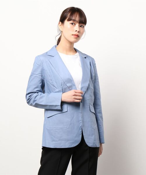 BELLUNA（ベルーナ）の「ＳＯＬＯＴＥＸ（R）使用　綿混テーラージャケット　ロング丈（テーラードジャケット・レディース・ブルー/チャコール/オフホワイト/ライトグレー/カーキ・MEDIUM/X-LARGE/LARGE）」の17枚目の写真
