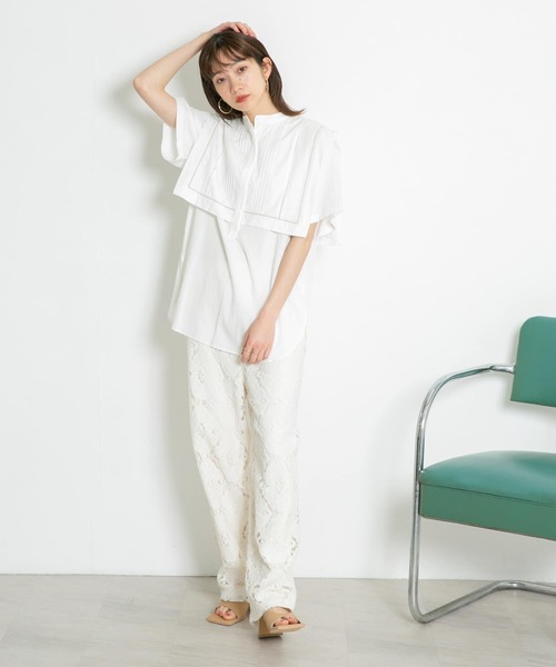 KBF(ケイビーエフ)の「パイピングレイヤードブラウス(シャツ/ブラウス・レディース・ブラック/オフホワイト/イエロー系その他・ONE)」の21枚目の写真