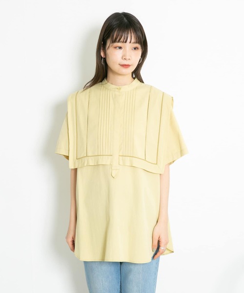 KBF(ケイビーエフ)の「パイピングレイヤードブラウス(シャツ/ブラウス・レディース・ブラック/オフホワイト/イエロー系その他・ONE)」の5枚目の写真