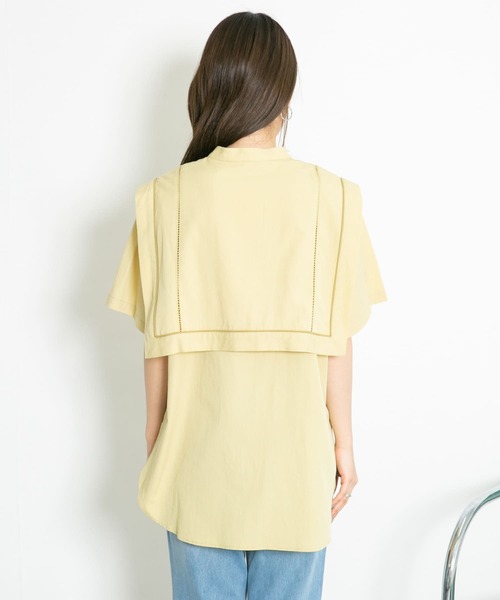 KBF(ケイビーエフ)の「パイピングレイヤードブラウス(シャツ/ブラウス・レディース・ブラック/オフホワイト/イエロー系その他・ONE)」の7枚目の写真