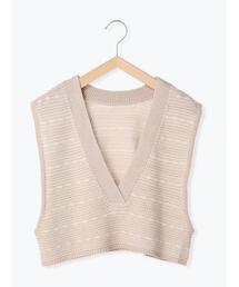 Samansa Mos2 blue | 柄ニットベスト(ベスト)