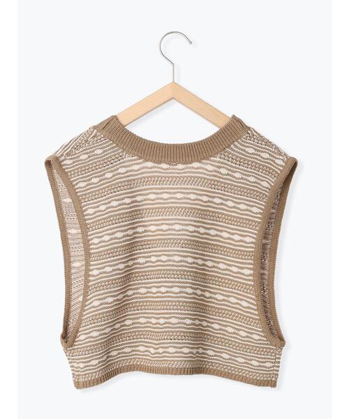 Samansa Mos2 blue（サマンサモスモスブルー）の「柄ニットベスト（ベスト・レディース・ライトベージュ/グレー/キナリ・ﾌﾘ-）」の12枚目の写真