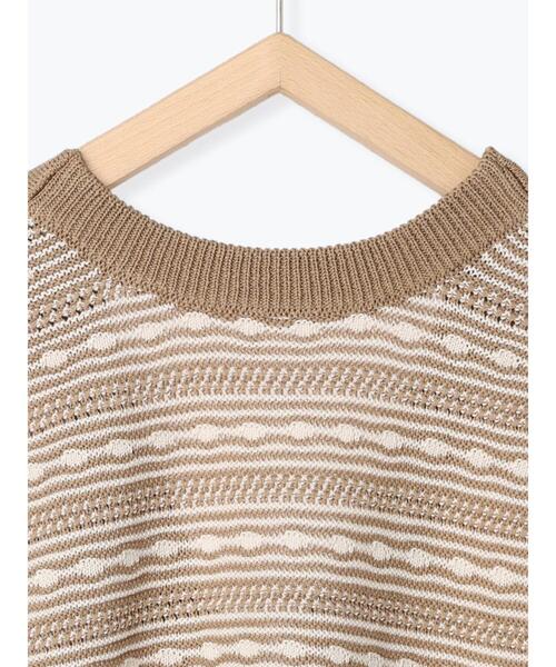 Samansa Mos2 blue（サマンサモスモスブルー）の「柄ニットベスト（ベスト・レディース・ライトベージュ/グレー/キナリ・ﾌﾘ-）」の8枚目の写真