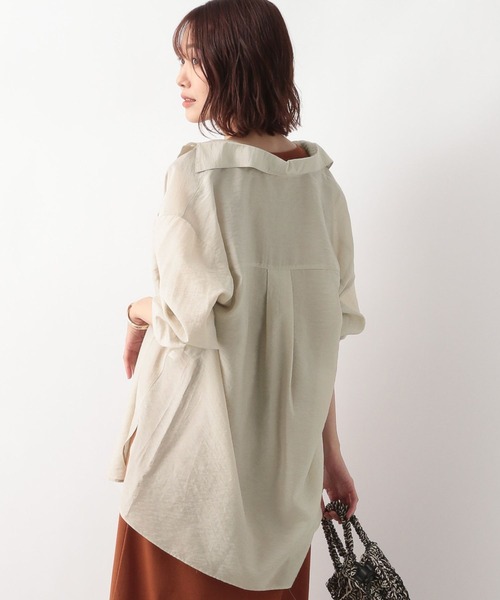 GLOBAL WORK（グローバルワーク）の「シアーレギュラーカラーシャツ/269030（シャツ/ブラウス・レディース・グリーン/アイボリー/ライトイエロー/オレンジ系その他6/チャコール/グリーン系その他/ライトグリーン/パープル系その他2・FREE）」の3枚目の写真