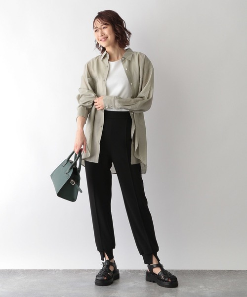 GLOBAL WORK（グローバルワーク）の「シアーレギュラーカラーシャツ/269030（シャツ/ブラウス・レディース・グリーン/アイボリー/ライトイエロー/オレンジ系その他6/チャコール/グリーン系その他/ライトグリーン/パープル系その他2・FREE）」の16枚目の写真