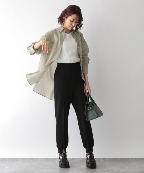 GLOBAL WORK（グローバルワーク）の「シアーレギュラーカラーシャツ/269030（シャツ/ブラウス・レディース・グリーン/アイボリー/ライトイエロー/オレンジ系その他6/チャコール/グリーン系その他/ライトグリーン/パープル系その他2・FREE）」の17枚目の写真