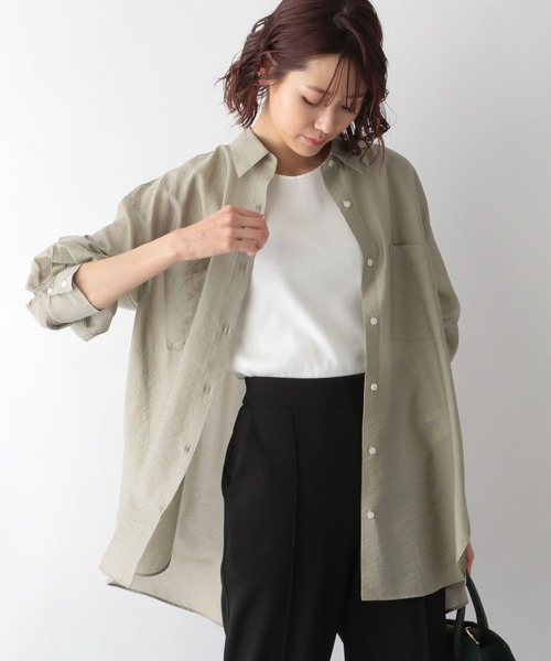 GLOBAL WORK（グローバルワーク）の「シアーレギュラーカラーシャツ/269030（シャツ/ブラウス・レディース・グリーン/アイボリー/ライトイエロー/オレンジ系その他6/チャコール/グリーン系その他/ライトグリーン/パープル系その他2・FREE）」の21枚目の写真