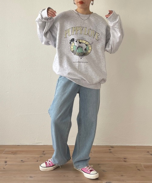 wee9s（ウィークス）の「vintage like over size wanwan sweat #2 / ヴィンテージライクワンワンスウェットパートツー！（スウェット・レディース・グレー・FREE）」の19枚目の写真