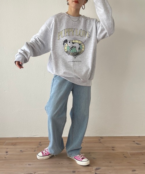 wee9s（ウィークス）の「vintage like over size wanwan sweat #2 / ヴィンテージライクワンワンスウェットパートツー！（スウェット・レディース・グレー・FREE）」の5枚目の写真