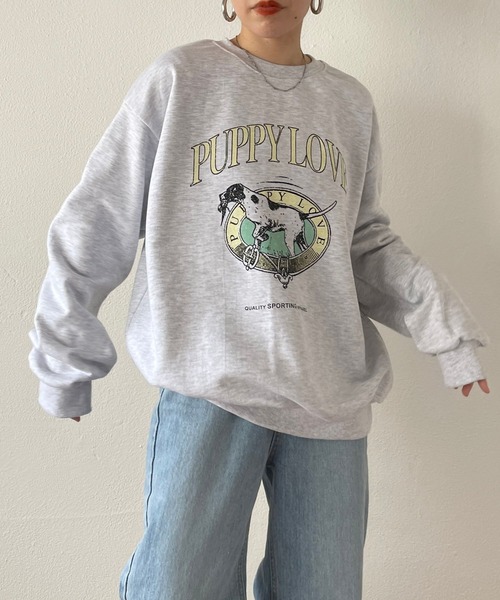 wee9s（ウィークス）の「vintage like over size wanwan sweat #2 / ヴィンテージライクワンワンスウェットパートツー！（スウェット・レディース・グレー・FREE）」の10枚目の写真