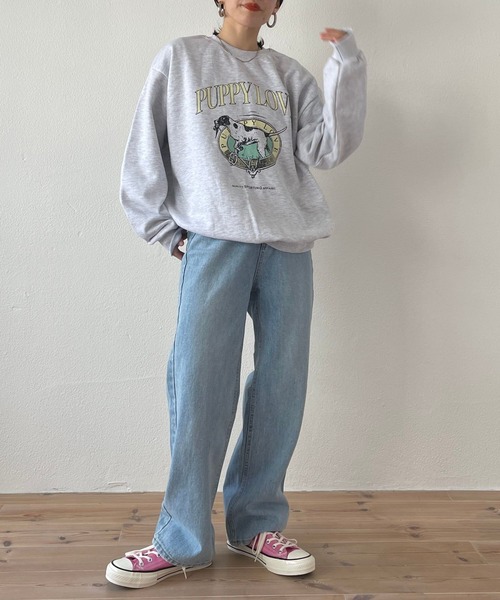 wee9s（ウィークス）の「vintage like over size wanwan sweat #2 / ヴィンテージライクワンワンスウェットパートツー！（スウェット・レディース・グレー・FREE）」の6枚目の写真