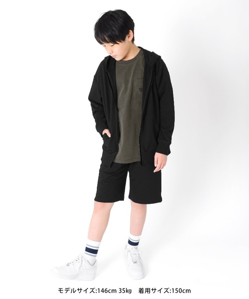 GLAZOS（グラソス）の「ストレッチミニ裏毛・ロゴプリントハーフパンツ【セットアップ対応】（その他パンツ・キッズ・オフホワイト/ベージュ/サックスブルー/ブラック・140cm/150cm/130cm/160cm/170cm）」の5枚目の写真