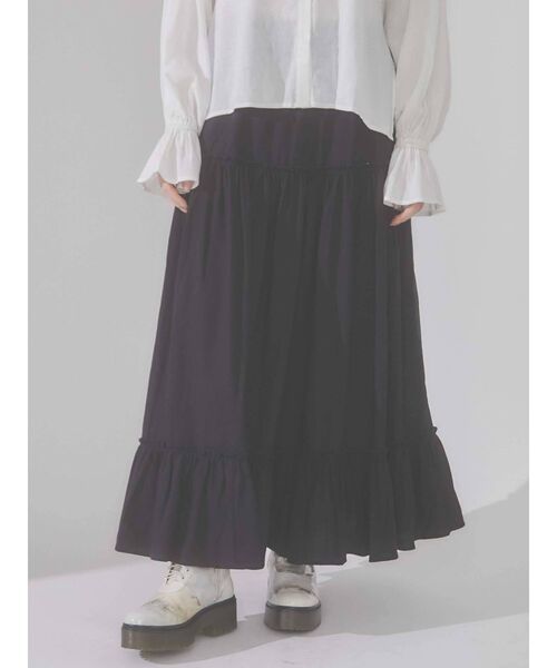 merry jenny(メリージェニー)の「フリルティアードスカート(スカート・レディース・オフホワイト/ブラック/グリーン・FREE)」の3枚目の写真
