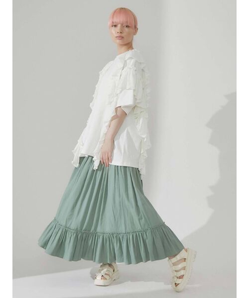 merry jenny(メリージェニー)の「フリルティアードスカート(スカート・レディース・オフホワイト/ブラック/グリーン・FREE)」の5枚目の写真