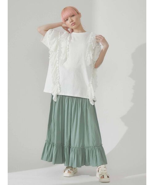 merry jenny(メリージェニー)の「フリルティアードスカート(スカート・レディース・オフホワイト/ブラック/グリーン・FREE)」の12枚目の写真