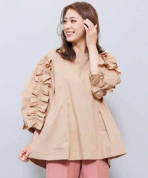 mili an deni（ミリアンデニ）の「コードフリルブラウス（シャツ/ブラウス・レディース・ホワイト/ブラック/ベージュ/ミント/ダークブルー/ネイビー・M/L）」の3枚目の写真