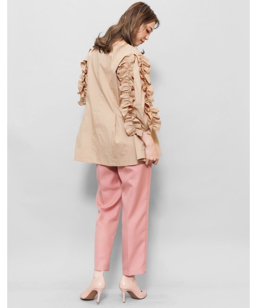 mili an deni（ミリアンデニ）の「コードフリルブラウス（シャツ/ブラウス・レディース・ホワイト/ブラック/ベージュ/ミント/ダークブルー/ネイビー・M/L）」の14枚目の写真