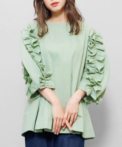 mili an deni（ミリアンデニ）の「コードフリルブラウス（シャツ/ブラウス・レディース・ホワイト/ブラック/ベージュ/ミント/ダークブルー/ネイビー・M/L）」の11枚目の写真