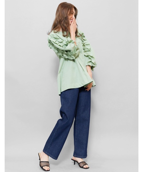 mili an deni（ミリアンデニ）の「コードフリルブラウス（シャツ/ブラウス・レディース・ホワイト/ブラック/ベージュ/ミント/ダークブルー/ネイビー・M/L）」の22枚目の写真