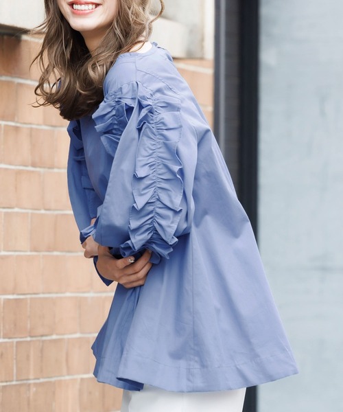 mili an deni（ミリアンデニ）の「コードフリルブラウス（シャツ/ブラウス・レディース・ホワイト/ブラック/ベージュ/ミント/ダークブルー/ネイビー・M/L）」の17枚目の写真