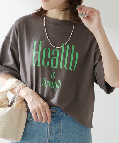 COLLAGE GALLARDAGALANTE(コラージュガリャルダガランテ)の「プリントロゴTシャツ(Tシャツ/カットソー・レディース・チャコールグレー/ホワイト・FREE)」の2枚目の写真