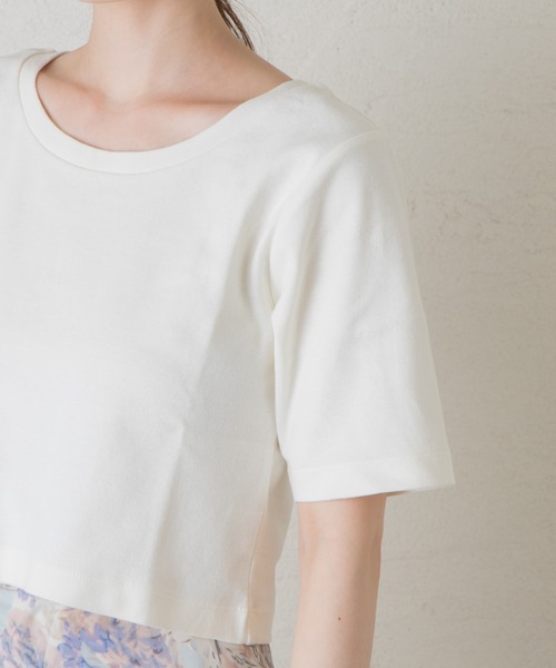 Kastane(カスタネ)の「【新色追加】ストレッチチビTEE(Tシャツ/カットソー・レディース・オフホワイト/ブラック/ピンク/イエロー・FREE)」の15枚目の写真