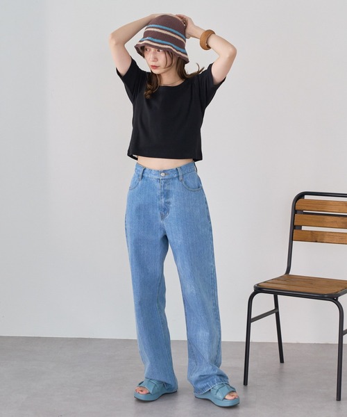 Kastane(カスタネ)の「【新色追加】ストレッチチビTEE(Tシャツ/カットソー・レディース・オフホワイト/ブラック/ピンク/イエロー・FREE)」の17枚目の写真