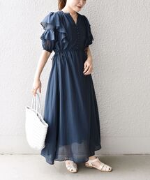*〈手洗い可能〉シアーカルゼフリルワンピース◆