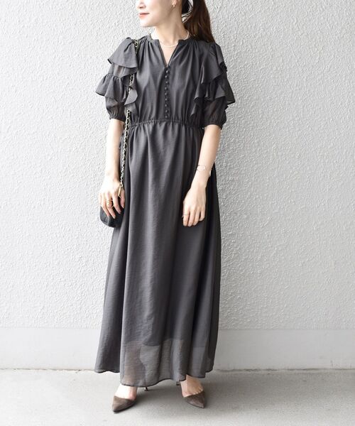 SHIPS(シップス)の「*〈手洗い可能〉シアーカルゼフリルワンピース◆(ワンピース・レディース・ブラック系/ブラウン系/ネイビー/スカイブルー・SMALL/MEDIUM)」の20枚目の写真