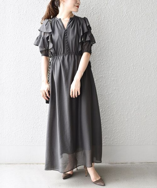 SHIPS(シップス)の「*〈手洗い可能〉シアーカルゼフリルワンピース◆(ワンピース・レディース・ブラック系/ブラウン系/ネイビー/スカイブルー・SMALL/MEDIUM)」の21枚目の写真