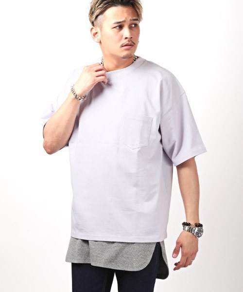 LUXSTYLE（ラグスタイル）の「ワッフルタンクトップ×ヘビーウェイトTシャツ（アンサンブル・メンズ・ホワイト×グレー/ブラック×ホワイト/ベージュ/ミント/ラベンダー・M/L/XL）」の5枚目の写真