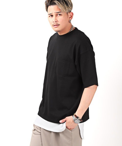 LUXSTYLE（ラグスタイル）の「ワッフルタンクトップ×ヘビーウェイトTシャツ（アンサンブル・メンズ・ホワイト×グレー/ブラック×ホワイト/ベージュ/ミント/ラベンダー・M/L/XL）」の2枚目の写真