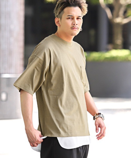 LUXSTYLE（ラグスタイル）の「ワッフルタンクトップ×ヘビーウェイトTシャツ（アンサンブル・メンズ・ホワイト×グレー/ブラック×ホワイト/ベージュ/ミント/ラベンダー・M/L/XL）」の3枚目の写真