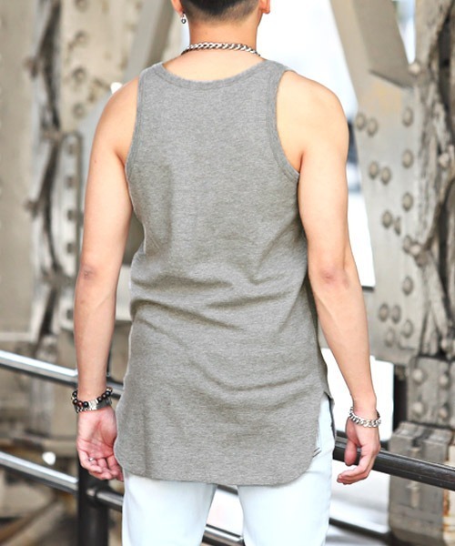 LUXSTYLE（ラグスタイル）の「ワッフルタンクトップ×ヘビーウェイトTシャツ（アンサンブル・メンズ・ホワイト×グレー/ブラック×ホワイト/ベージュ/ミント/ラベンダー・M/L/XL）」の6枚目の写真